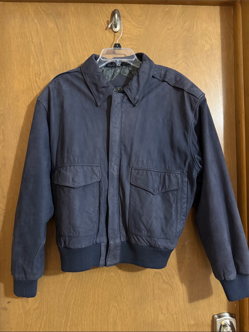 Rock Creek Leather Navy Bomber Jacket